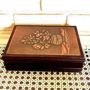 Vintage Copper Metal Plated Jewelry/Trinket Box